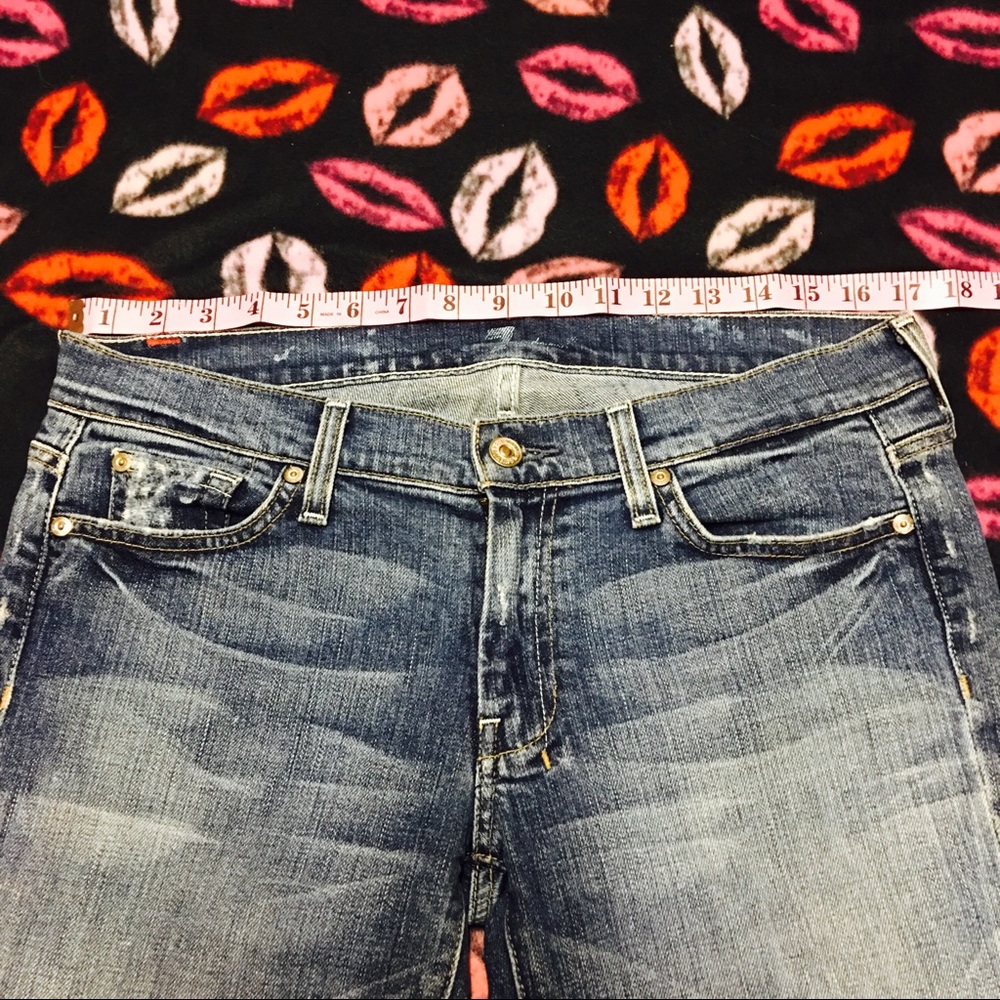 7 for All Mankind Distressed Crop Dojo Wide Capri - Picture 2 of 8
